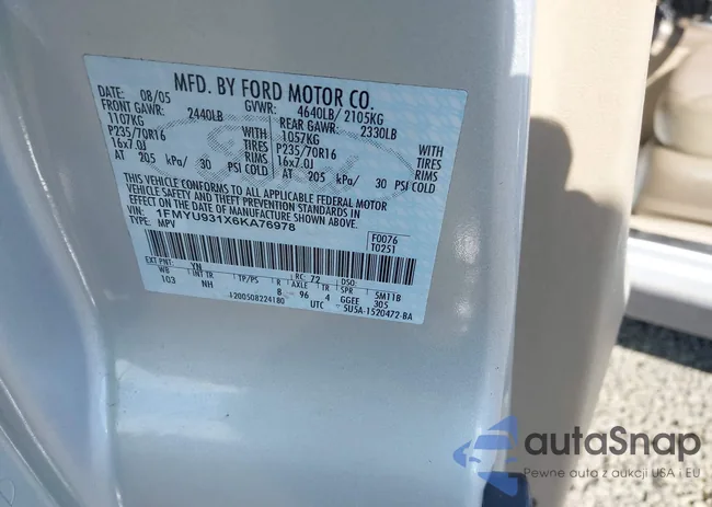 1FMYU931X6KA76978: 40424305