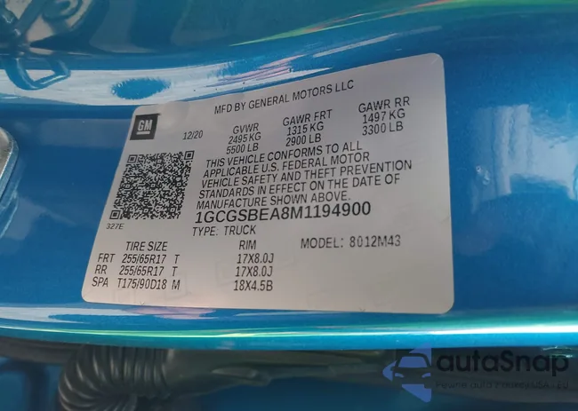 1GCGSBEA8M1194900: 40426277