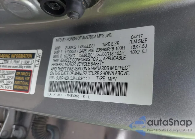 5J6RW2H53HL034116: 40427125