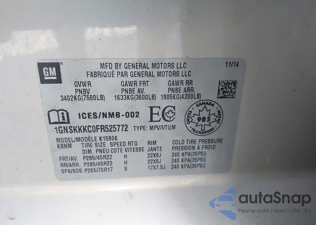 1GNSKKKC0FR525772: 40427128