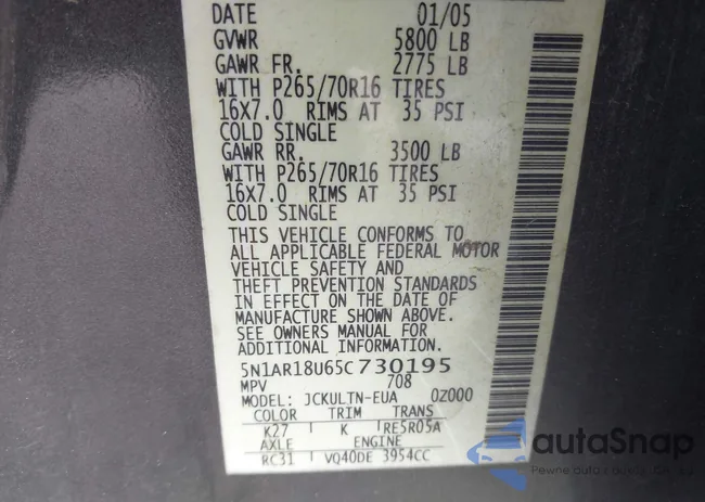 5N1AR18U65C730195: 40435894