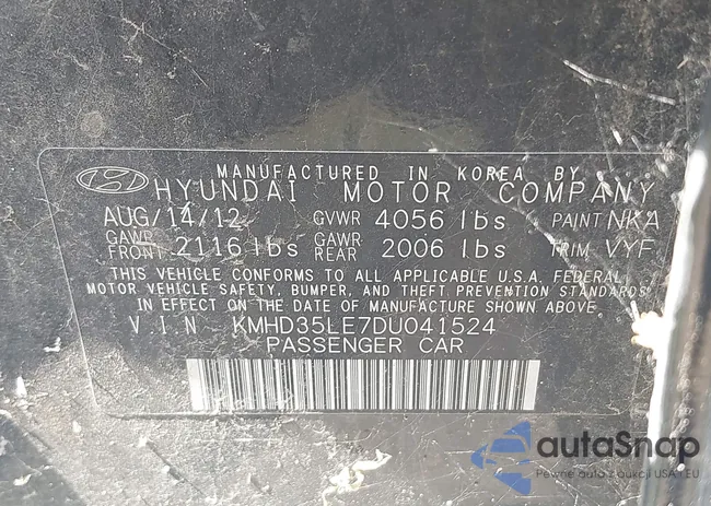 KMHD35LE7DU041524: 40436775