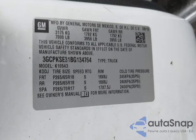 3GCPKSE31BG134764: 40438175