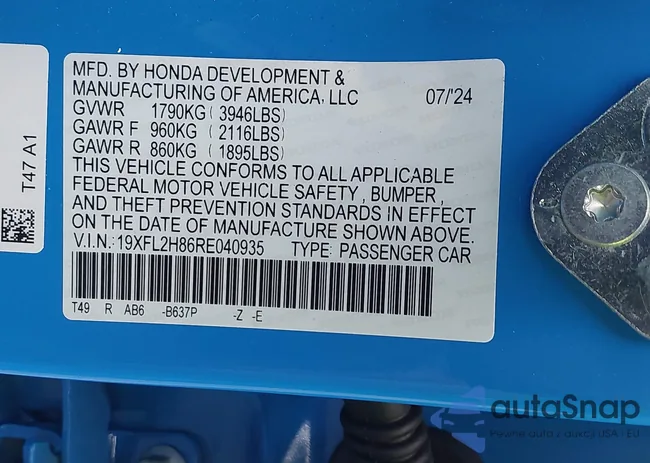 19XFL2H86RE040935: 40438489