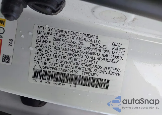 5FNYF6H53MB094161: 40442178