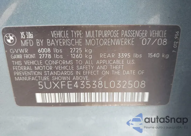 5UXFE43538L032508: 40449422