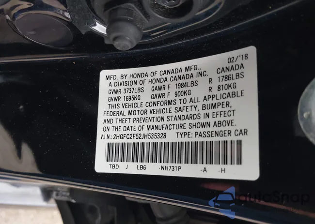 2HGFC2F52JH535328: 40450947