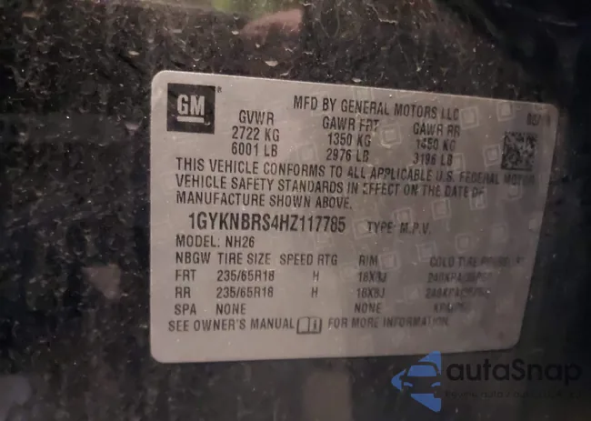 1GYKNBRS4HZ117785: 40453229