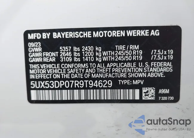 5UX53DP07R9T94629: 40455546