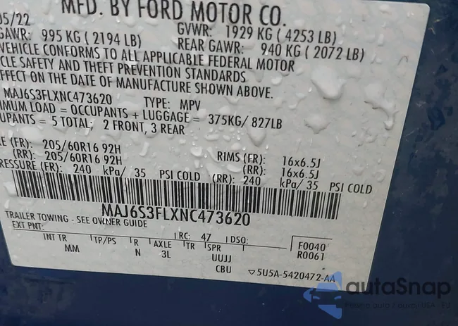 MAJ6S3FLXNC473620: 40457099