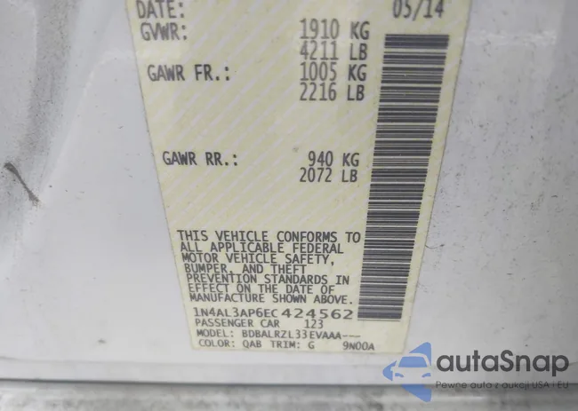 1N4AL3AP6EC424562: 40456395