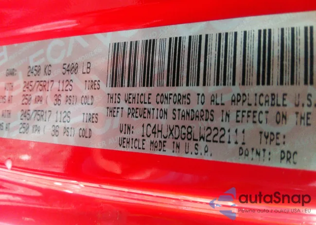 1C4HJXDG8LW222111: 40458262