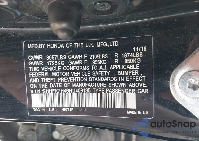 SHHFK7H46HU409135: 40457333