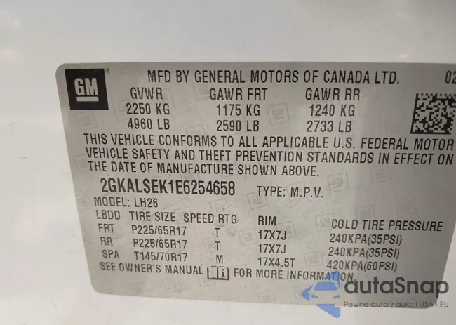 2GKALSEK1E6254658: 40457340