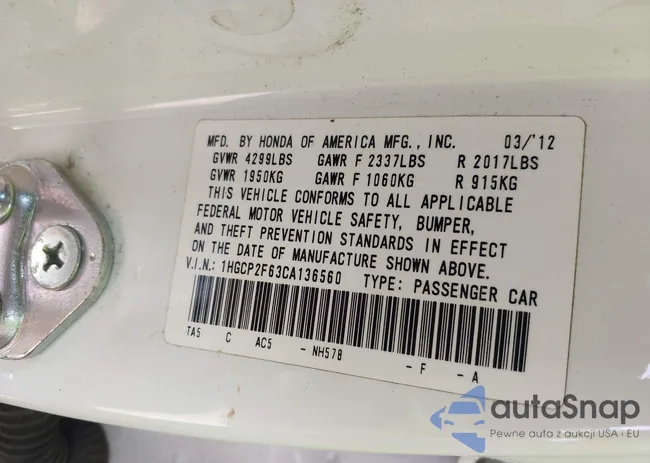 1HGCP2F63CA136560: 40459125