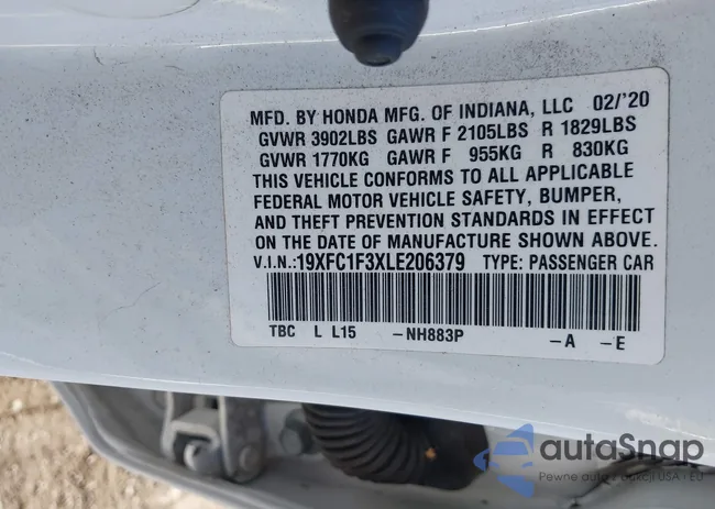 19XFC1F3XLE206379: 40459225