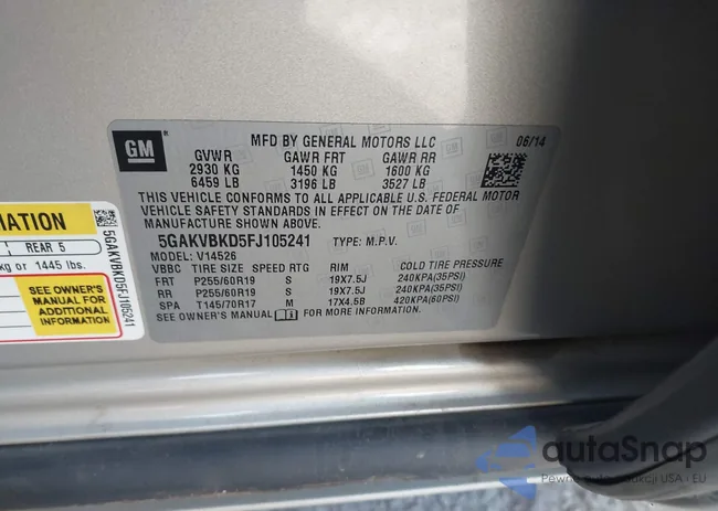 5GAKVBKD5FJ105241: 40459363