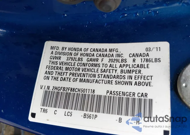 2HGFB2F88CH501118: 40459570