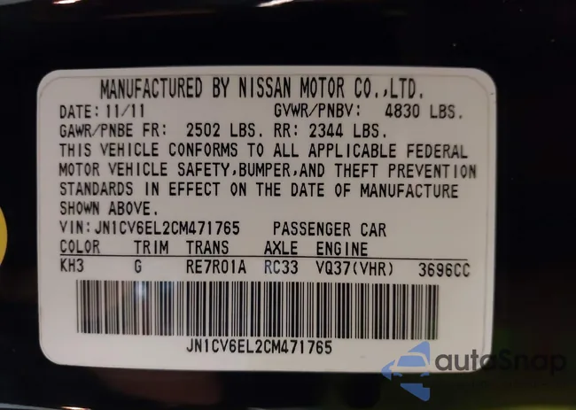 JN1CV6EL2CM471765: 40463776