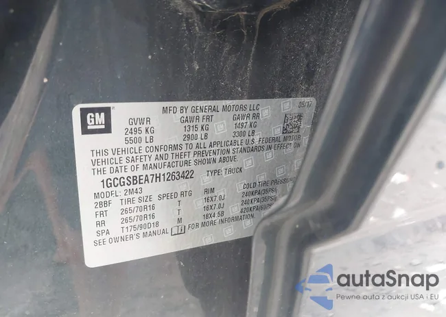 1GCGSBEA7H1263422: 40465643