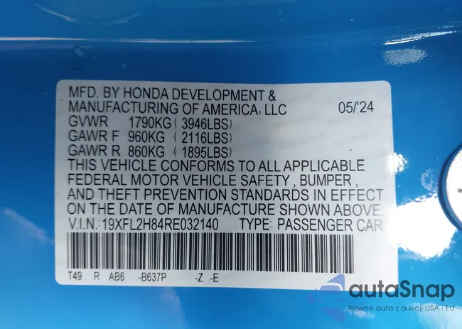 19XFL2H84RE032140: 40467338