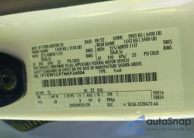 1FTEW1CP7NKF24504: 40468723