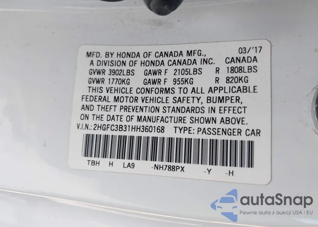 2HGFC3B31HH360168: 40469472