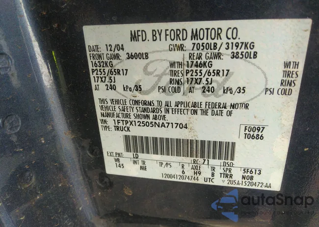 1FTPX12505NA71704: 40470733