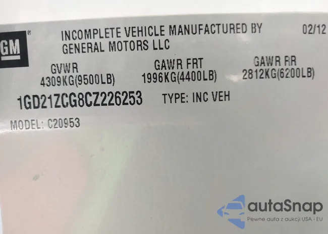 1GD21ZCG8CZ226253: 40474337