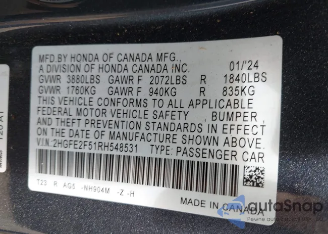 2HGFE2F51RH548531: 40478000