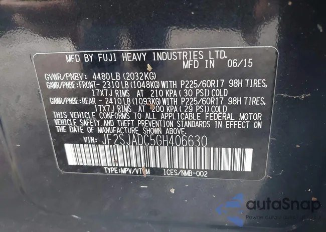 JF2SJADC5GH406630: 40488909