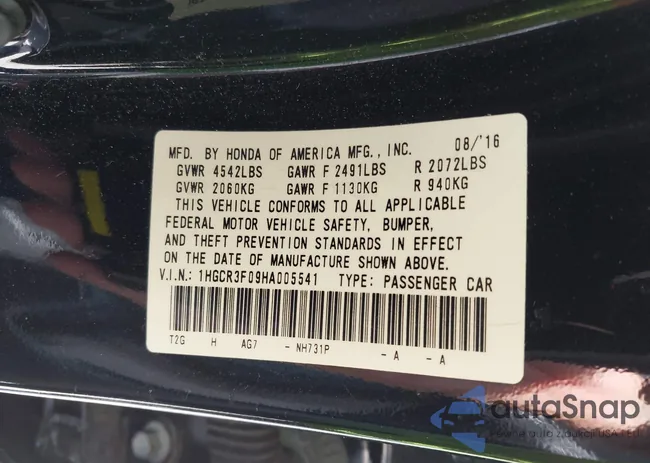 1HGCR3F09HA005541: 40490168