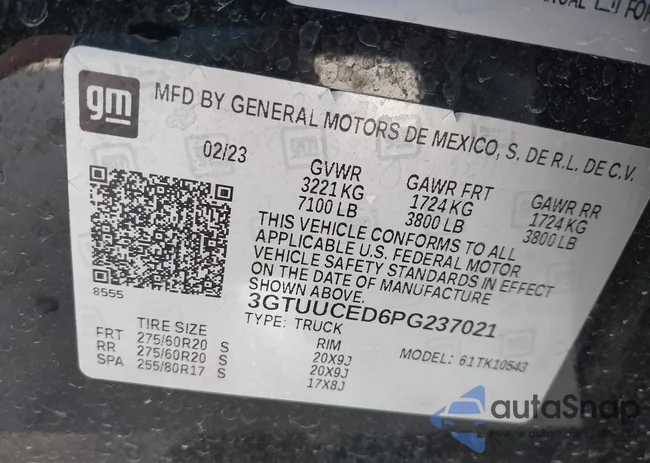 3GTUUCED6PG237021: 40491668