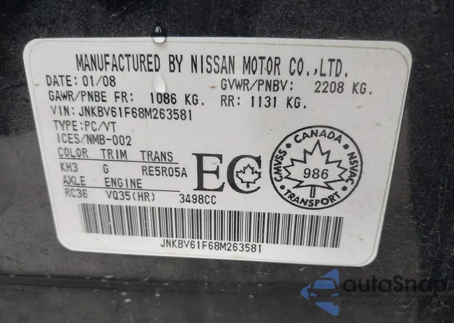 JNKBV61F68M263581: 40492897