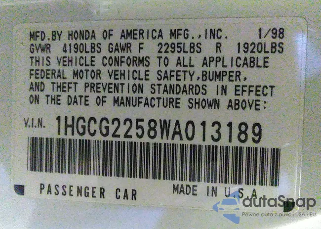1HGCG2258WA013189: 40493285