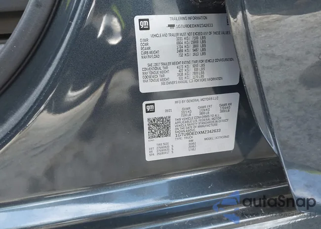 1GTU9DEDXMZ342633: 40494782