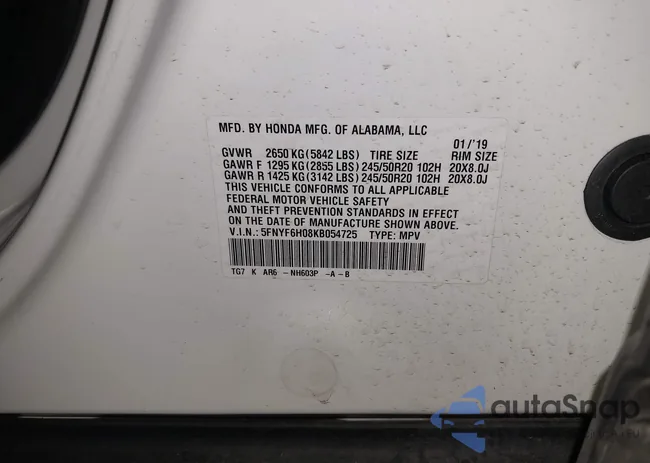 5FNYF6H08KB054725: 40496860