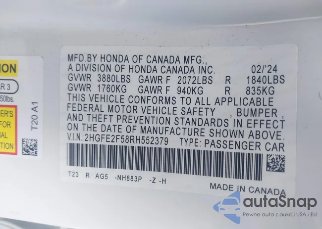 2HGFE2F58RH552379: 40497848