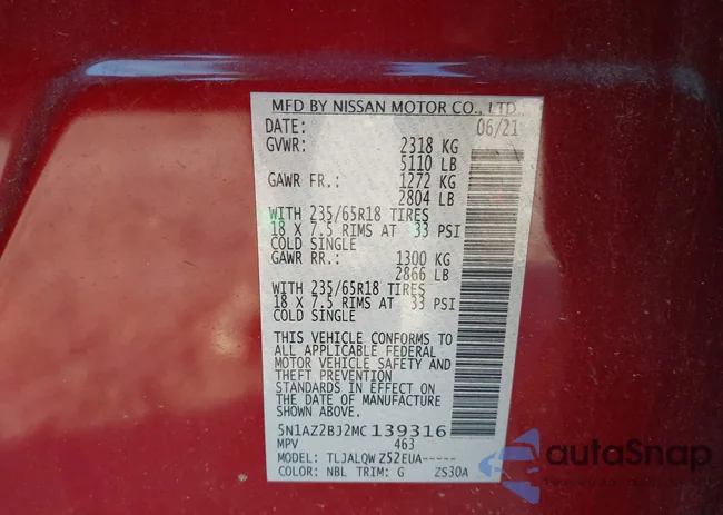 5N1AZ2BJ2MC139316: 40497343