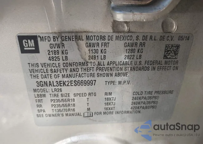 3GNAL3EK2ES669997: 40497411