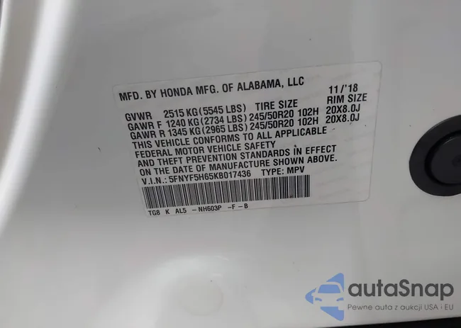 5FNYF5H65KB017436: 40499201