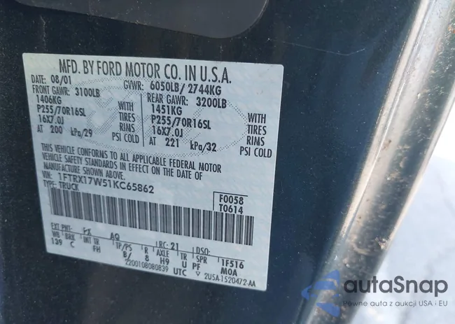 1FTRX17W51KC65862: 40500020