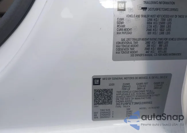 3GTU9FET3MG199561: 40502193