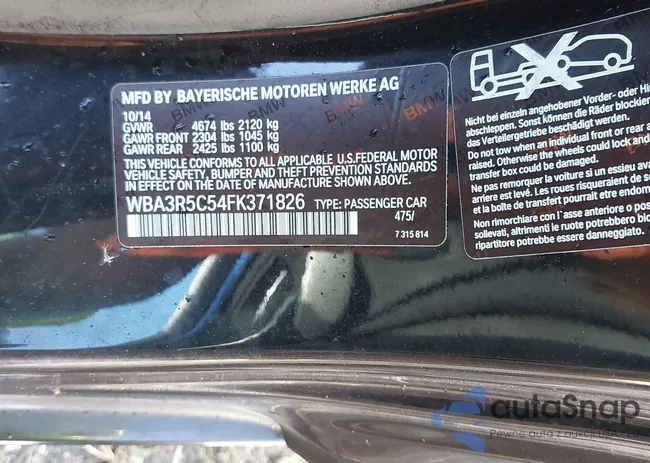 WBA3R5C54FK371826: 40501541