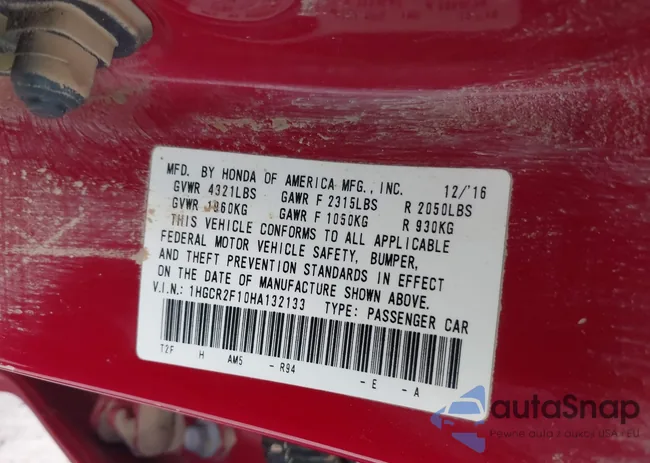 1HGCR2F10HA132133: 40502479