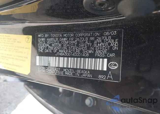 JTHBA30G140001408: 40504930