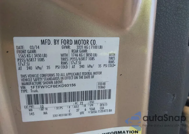 1FTFW1CF6EKD93156: 40504639