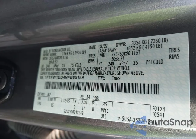 1FTFW1ED4NFB65189: 40506514