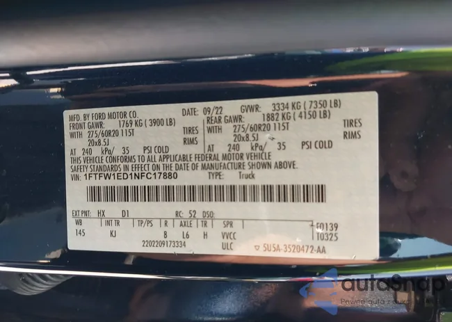 1FTFW1ED1NFC17880: 39515206