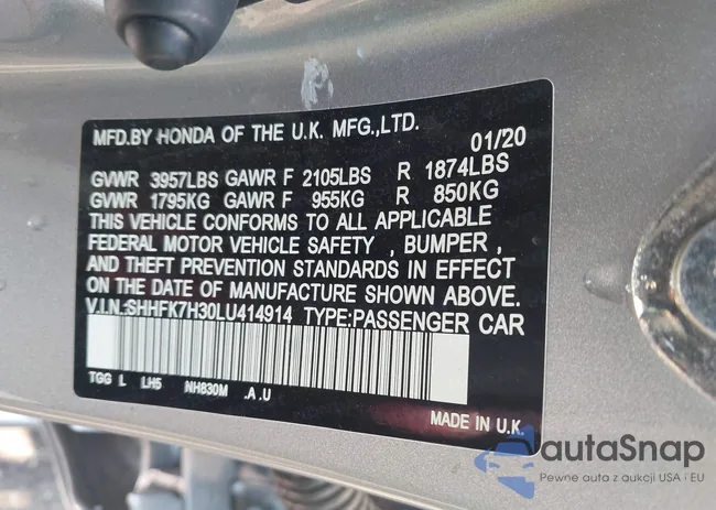 SHHFK7H30LU414914: 39516663